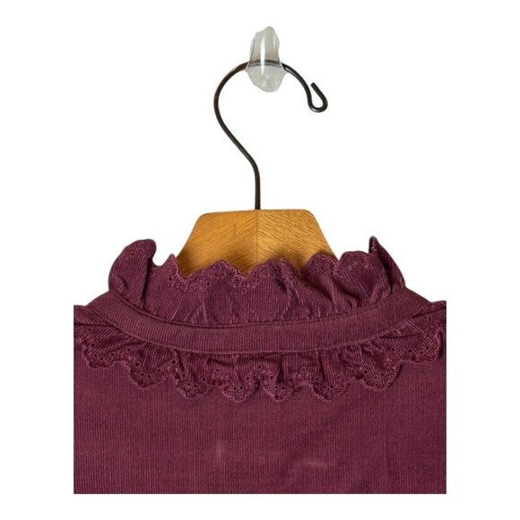 Boden Shirt Women 6 Burgundy Lace Neck Corduroy Button‎ Down NWT Preppy Career - Picture 4 of 10